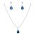 Conjunto Colar Brinco zircônia Ponto Luz GOTA AZUL AÇO INOX - Imagem 1