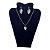 Conjunto Feminino AÇO INOX CHOKER Colar Brinco FOLHA PRATA - Imagem 2