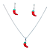 Conjunto Feminino AÇO INOX Colar Brinco PIMENTA VERMELHA - Imagem 2