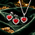Conjunto Colar Brinco Coração Vermelho Aço Inox Zircônia Lux - Imagem 1
