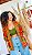 KIMONO  - FLOR DO SERTÃO -LARANJA E VERDE - VISCOSE PRÉ LAVADO - Imagem 2