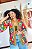 KIMONO  - FLOR DO SERTÃO -ROSA E VERDE - VISCOSE PRÉ LAVADO - Imagem 1