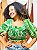 BLUSA PRINCESA - LÍDIA - BOHO - COR PREDOMINANTE- VERDE E BRANCO-VISCOSE PRÉ LAVADO - Imagem 1