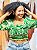 BLUSA PRINCESA - LÍDIA - BOHO - COR PREDOMINANTE- VERDE E BRANCO-VISCOSE PRÉ LAVADO - Imagem 3