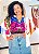 CROPPED LÍDIA  - BOHO - COLORIDO -VISCOSE PRÉ LAVADO - Imagem 2