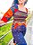 CROPPED LASTEX - PRAIA URBANA -AZUL COM DETALHES COLORIDOS - VISCOSE PRÉ LAVADO - Imagem 6