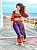 CALÇA PANTALONA ÁGATA - PRAIA URBANA -AZUL COM DETALHES COLORIDOS - VISCOSE PRÉ LAVADO - Imagem 2