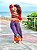 CALÇA PANTALONA ÁGATA - PRAIA URBANA -AZUL COM DETALHES COLORIDOS - VISCOSE PRÉ LAVADO - Imagem 7