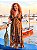 VESTIDO MORCEGO - PÔR DO SOL -MARROM COM DETALHES -VISCOSE PRÉ LAVADO - Imagem 1