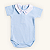 Body Bebê Menino Gola Bordada Manga Curta Azul Suedine 100% Algodão - Imagem 1