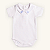 Body Bebê Menino Gola Bordada Manga Curta Branco Suedine 100% Algodão - Imagem 1