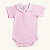 Body Bebê Menina Gola Bordada Manga Curta Rosa Suedine 100% Algodão - Imagem 1