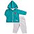 Conjunto Infantil Menino Capuz Sporting Verde e Cinza Mescla Moletom - Imagem 4