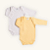 Kit Body Bebê Manga Longa Amarelo e Branco em Suedine 100% Algodão 2un - Imagem 1