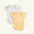 Kit Body Bebê Manga Curta Amarelo e Branco em Suedine 100% Algodão 2un - Imagem 1