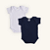 Kit Body Bebê Manga Curta Marinho e Branco em Suedine 100% Algodão 2un - Imagem 1