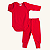 Conjunto Body e Calça Bebê Manga Longa Vermelho Suedine 100% Algodão - Imagem 1