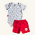 Conjunto Body Bebê em Cotton e Short Vermelho em Suedine 100% Algodão - Imagem 1