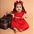 Vestido Bebê Natal Vermelho Com Laço e Calcinha 100% Algodão Premium - Imagem 1