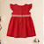 Vestido Infantil Vermelho Com Laço 100% Algodão Premium - Imagem 3
