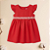 Vestido Infantil Vermelho Com Laço 100% Algodão Premium - Imagem 2