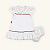 Vestido Bebê Chique Cru e Vermelho Suedine Canelada 100% Algodão - Imagem 1