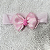 Faixa de Cabelo Bebê Meia de Seda - Laço Rosa Duplo Brilho Pérolas - Imagem 3