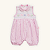 Romper Bebê Menina Tricoline Rosa e Branco Bordado Oceano 100% Algodão - Imagem 1