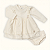 Vestido Bebê Batizado Off-White Meia Malha e Tricozinho Botão Flor - Imagem 1