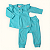 Conjunto 2 Peças Bebê Menina Plush Azul Turquesa com Babadinhos e Laço - Imagem 1