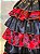 Saia 7 babados preta com vermelho e rosas - Imagem 3