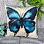 Capa de Almofada Veludo Estampada 45x45 (borboleta azul) - Imagem 4