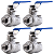 Kit 4 Válvulas Esfera 3/8" BSP Aço Inox 304 com Vedação PTFE 1000PSI - Imagem 1