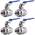 Kit 4 Válvulas Esfera 1/2" BSP Aço Inox 304 com Vedação PTFE 1000PSI - Imagem 1
