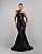 Vestido preto sereia cetin com laço M - Imagem 1