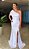 Vestido longo branco cetim ombro unico sereia com laço- 42 - Imagem 2