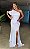 Vestido longo branco cetim ombro unico sereia com laço- 42 - Imagem 1