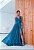 Vestido longo feito em lurex sem brilho decote V - Imagem 1