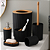 Kit Luxo para Banheiro com Tampa Bambu – 6 Peças (Preto ou Branco) - Imagem 3