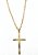 Corrente com elos retangular chato e crucifixo (BANHADO A OURO 18K) - Imagem 2