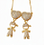 Colar-Filhos dois menino- todo cravejado de micro zircônia cristal (BANHADO A OURO 18K) - Imagem 1