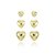 Trio De Brincos De Corações (BANHADO A OURO 18k) - Imagem 1