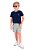 Conjunto Menino: Camiseta com Gola Portuguesa e Bermuda Listrada - Imagem 1