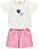 Conjunto Infantil Menina: Blusa Meia Malha e Short Gorgurão - Imagem 2