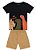 Conjunto Infantil Menino: Camiseta Dinossauro Puff e Bermuda Moletinho Lisa - Imagem 2