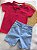 Conjunto Infantil Menino: Camisa Polo Jacquard Listrada e Bermuda Jeans com Elastano - Imagem 2