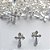 BRINCO FOLHEADO A PRATA COM 50 MILÉSIMOS + VERNIZ DIAMOND CRUCIFIXO 16MM (PAR) PRBR000004 - Imagem 1