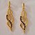 BRINCO FOLHEADO A OURO BASE LISA COMPRIDO COM MICRO ZIRCÔNIA 38MM OUBR000045 - Imagem 1