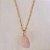 GARGANTILHA FOLHEADA A OURO CORRENTE 42CM PINGENTE QUARTZO ROSA 22X10MM OUGG000048 - Imagem 1