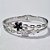 PULSEIRA (BRACELETE) EM AÇO INOXIDÁVEL FLORES BRANCA E PRETAS E MICRO ZIRCÔNIAS LARGURA 6MM ACPS000310 - Imagem 1